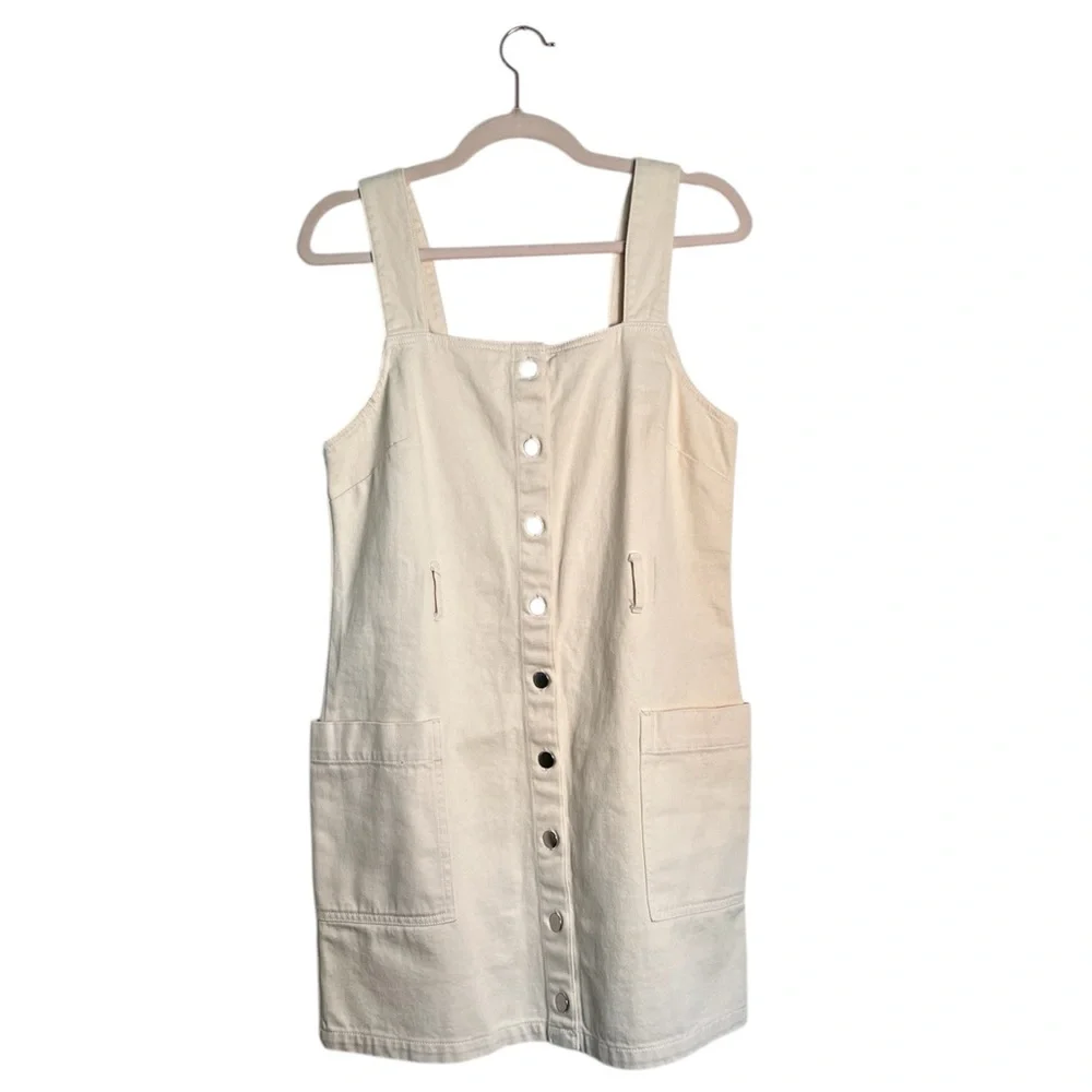 H and M White Cream‎ Denim 100% Cotton Mini Dress Romper size 6